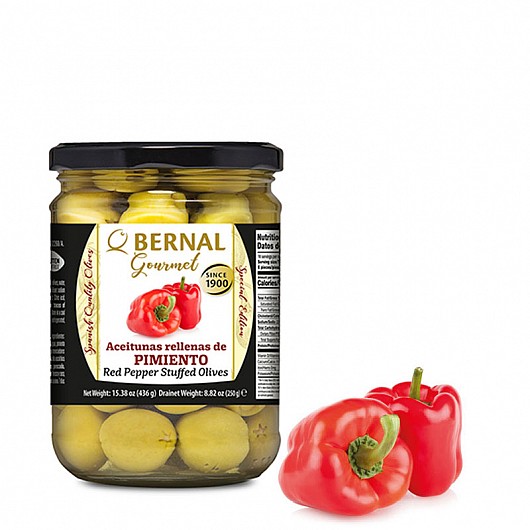 Bernal Gourmet olivy - plněné paprikou (250g)