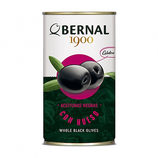 Bernal Aceitunas olivy - černé s peckou (200 g) - plech