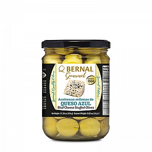Bernal gourmet - zelené olivy plněné modrým sýrem (250 g) - ve skle